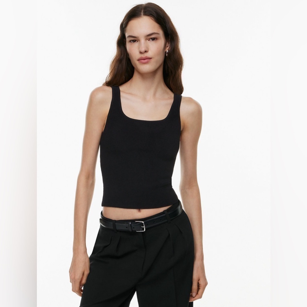 Aritzia Babaton Sculpt Knit Squareneck Tank in Black